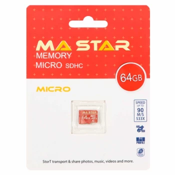 کارت حافظه MA Star MICROSDHC مدل 533X کلاس U1 سرعت 90MB/s ظرفیت 64GB | فروشگاه آریا