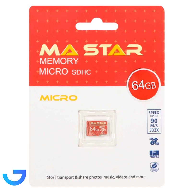 قیمت و خرید کارت حافظه MA Star MICROSDHC مدل 533X کلاس U1 سرعت 90MB/s ظرفیت 64GB | فروشگاه آریا