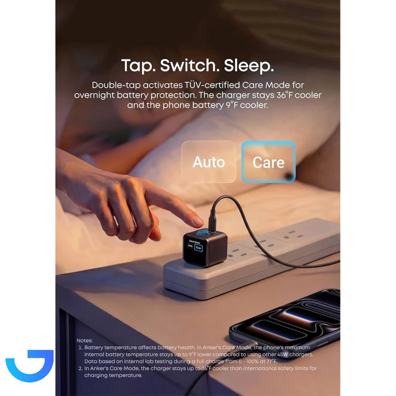 قیمت و خرید شارژر دیواری 45 وات انکر مدل A121DP11 Nano Charger Foldable 180° | فروشگاه آریا