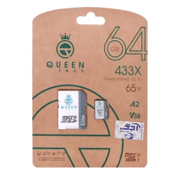 کارت حافظه microSDHC کوئین‌ تک مدل 433X- کلاس 10 به همراه آداپتورU3 و ظرفیت ۶۴ گیگابایت | فروشگاه آریا