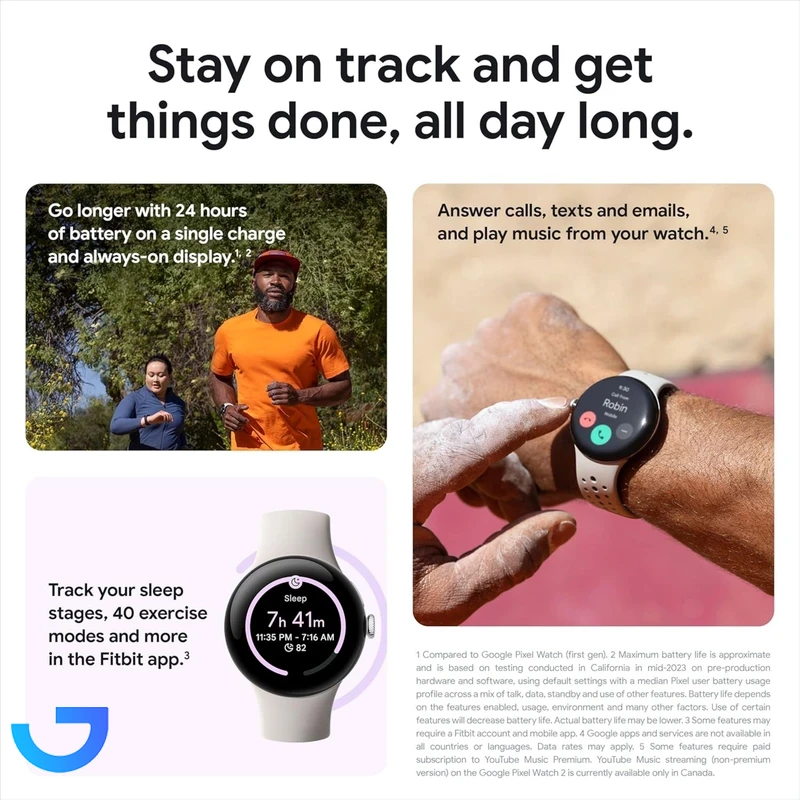 قیمت و خرید ساعت هوشمند 41 میلی‌متری گوگل مدل Pixel Watch 2 با بند سیلیکونی | فروشگاه آریا