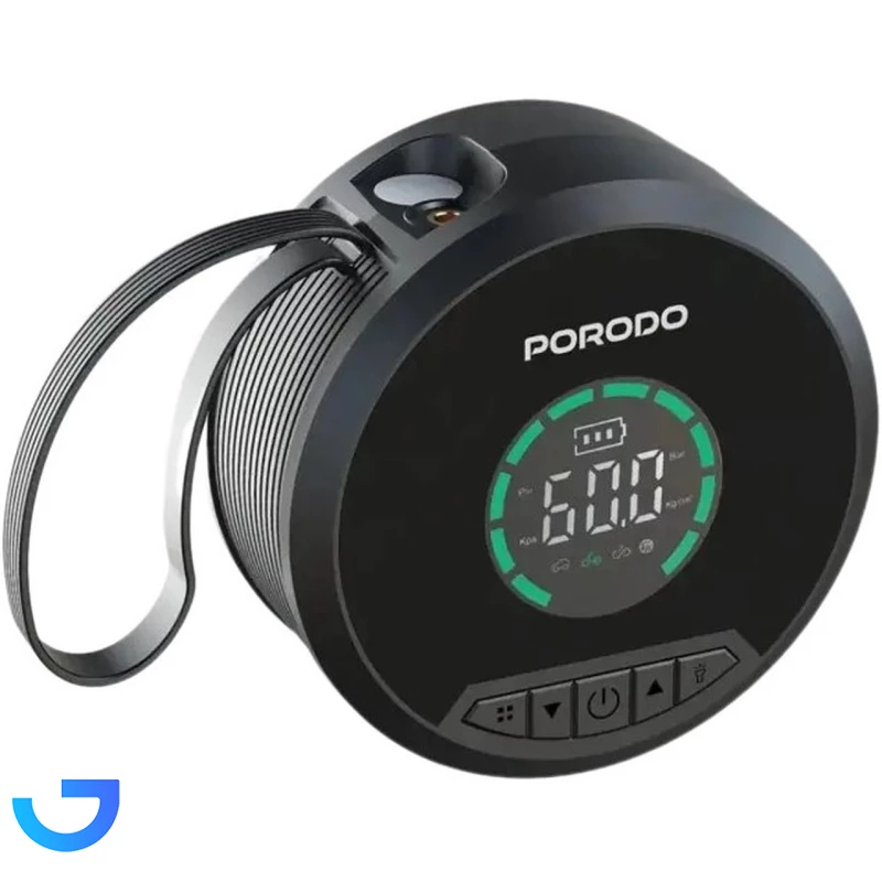 قیمت و خرید پاوربانک فست شارژ ، جامپ استاتر و پمپ باد تایر Porodo 8000mAh مدل GAGEFIT PDCC218BK | فروشگاه آریا