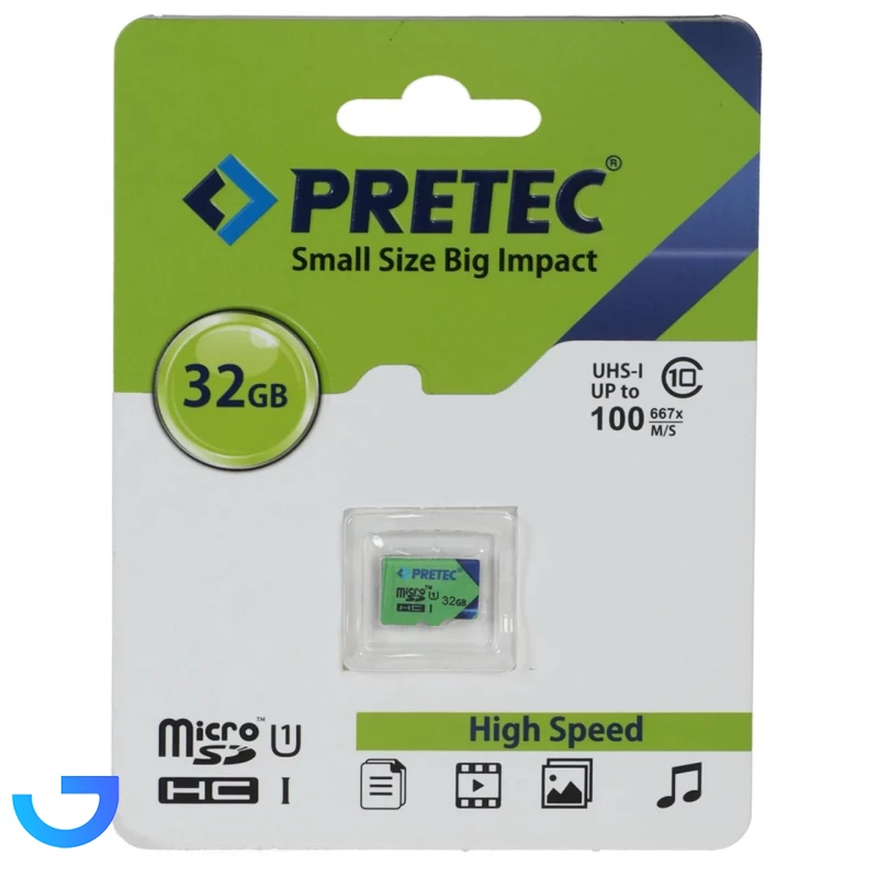 قیمت و خرید کارت حافظه Pretec MICROSDHC مدل 667X کلاس U1 سرعت 100MB/s ظرفیت 32GB | فروشگاه آریا