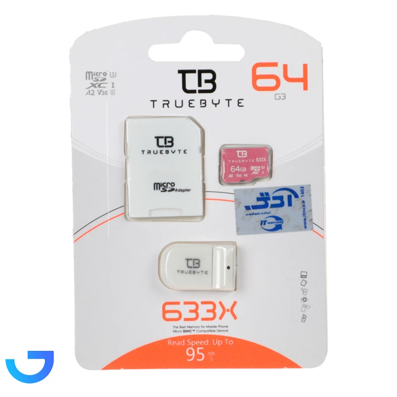 قیمت و خرید کارت حافظه تروبایت TRUEBYTE microSDXC & adapter U3 Class 10 633X -95MB/s - 64GB | فروشگاه آریا
