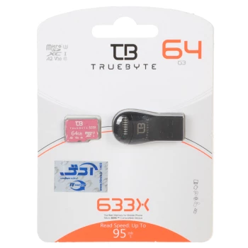 کارت حافظه تروبایت TRUEBYTE microSDXC & Card Reader U3 Class 10 633X -95MB/s - 64GB | فروشگاه آریا