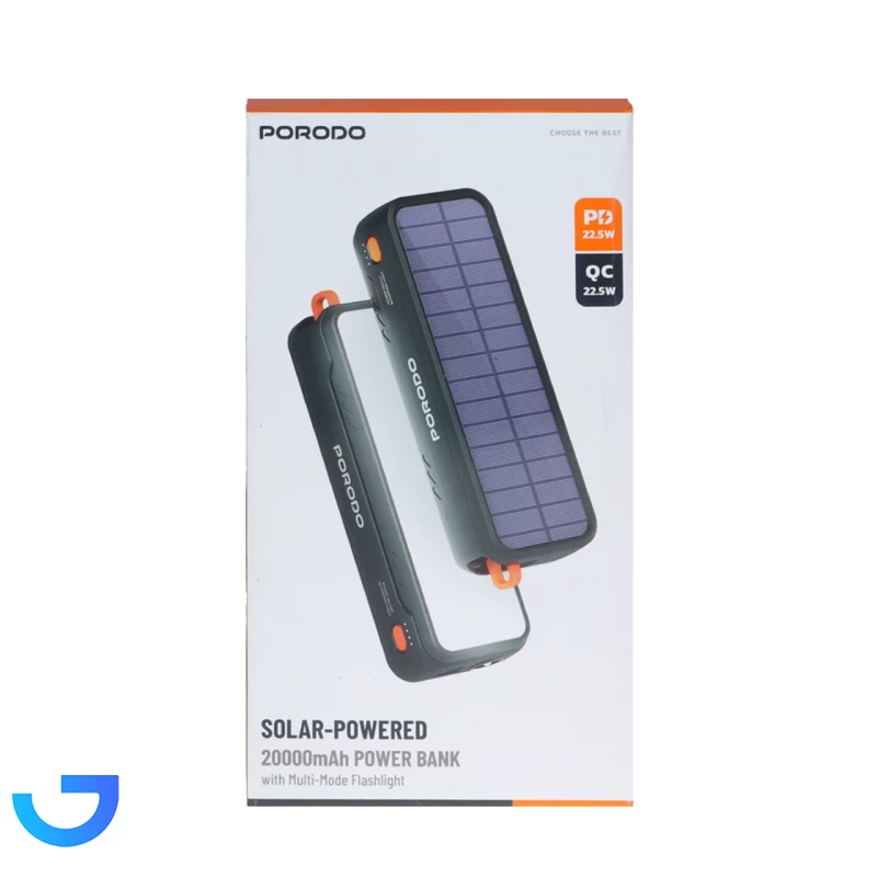 قیمت و خرید پاوربانک PD و فست شارژ Porodo 22.5W 20000mAh مدل PDPBAS149BK | فروشگاه آریا
