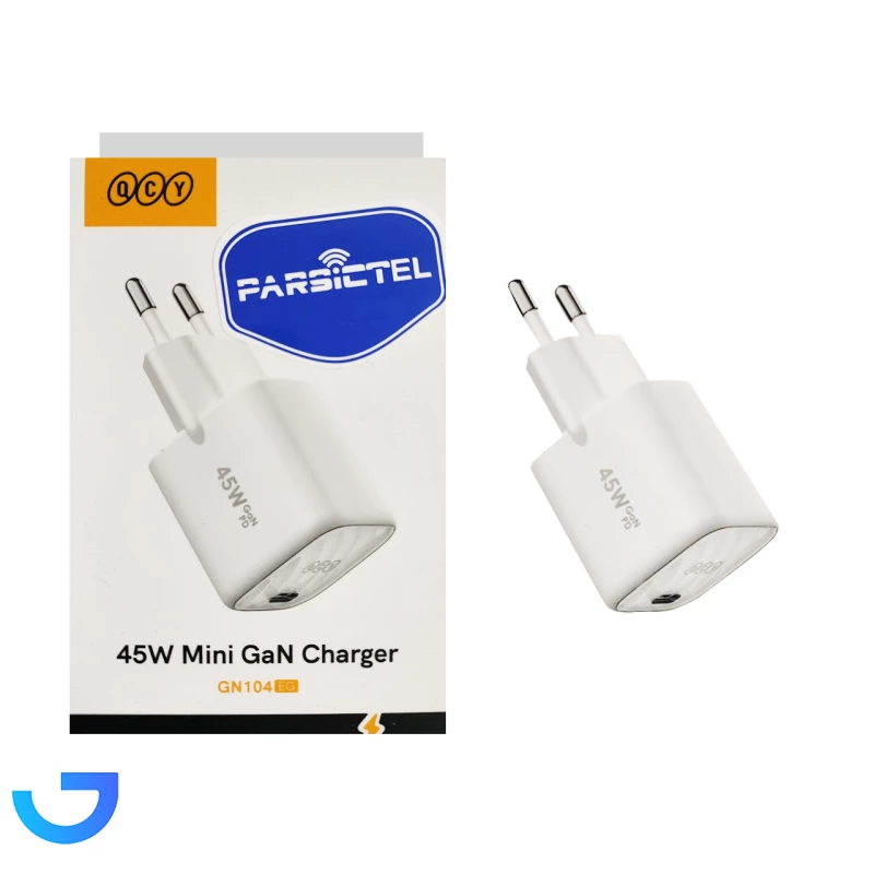 قیمت و خرید شارژر دیواری دو پین PD و فست تک پورت QCY مدل GN104 EG 45W | فروشگاه آریا