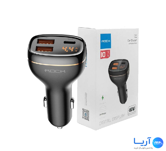 قیمت و خرید شارژر فندکی سریع ROCK C301 60W | فروشگاه آریا