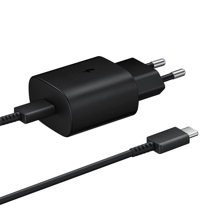 قیمت و خرید شارژر دیواری سامسونگ مدل 25W EP-TA800 دو شاخه همراه با کابل تبدیل USB-C درجه یک | فروشگاه آریا