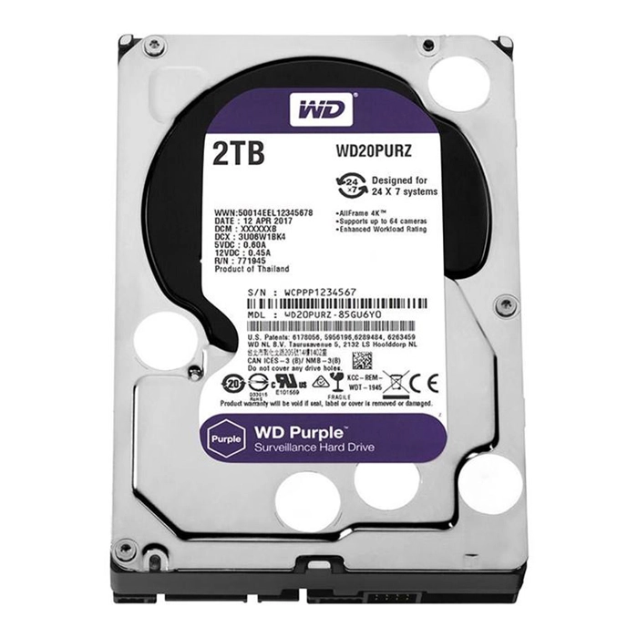 قیمت و خرید هارددیسک اینترنال وسترن دیجیتال مدل Purple WD20PURZ ظرفیت 2 ترابایت | فروشگاه آریا