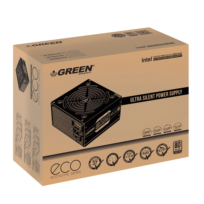 قیمت و خرید منبع تغذیه کامپیوتر گرین مدل GP500A-ECO Rev3.1 | فروشگاه آریا