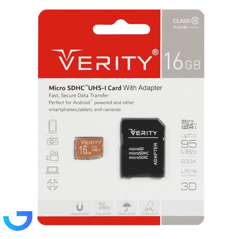 قیمت و خرید کارت حافظه microSDHC & adapter مدل وریتی UHS-I U1 Class 10 FULL HD ظرفیت 16 گیگ | فروشگاه آریا