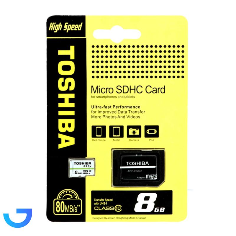 کارت حافظه microSDHC & adapter مدل توشیبا Class10 ADP-HS02 ظرفیت 8 گیگابایت نمای ۲